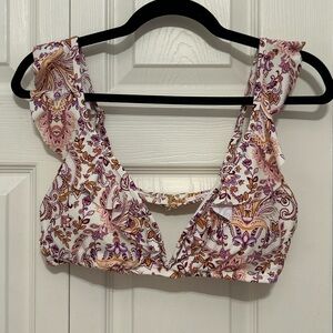NWOT Shade & Shore (Target) Purple and Orange Patterned Bathing Suit Top